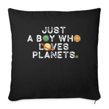Just A Boy Who Loves Planets Solar System - Sofa pillowcase 17,3'' x 17,3'' (45 x 45 cm) - black - Front