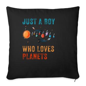 Just A Boy Who Loves Planets Solar System - Sofa pillowcase 17,3'' x 17,3'' (45 x 45 cm) - black - Front
