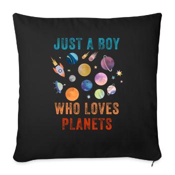 Just A Boy Who Loves Planets Solar System - Sofa pillowcase 17,3'' x 17,3'' (45 x 45 cm) - black - Front