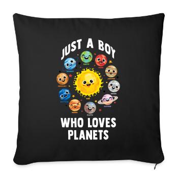 Just A Boy Who Loves Planets Solar System - Sofa pillowcase 17,3'' x 17,3'' (45 x 45 cm) - black - Front