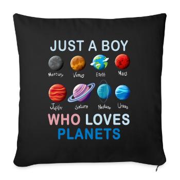 Juste un garçon qui aime les planètes du système solaire - Housse de coussin décorative 45 x 45 cm - noir - Devant