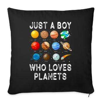 Just A Boy Who Loves Planets Solar System - Sofa pillowcase 17,3'' x 17,3'' (45 x 45 cm) - black - Front