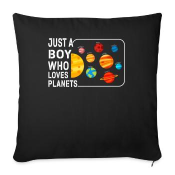 Juste un garçon qui aime les planètes du système solaire - Housse de coussin décorative 45 x 45 cm - noir - Devant
