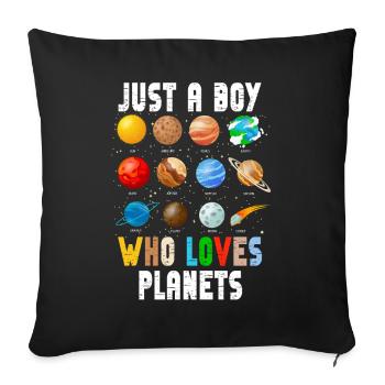 Just A Boy Who Loves Planets Solar System - Sofa pillowcase 17,3'' x 17,3'' (45 x 45 cm) - black - Front