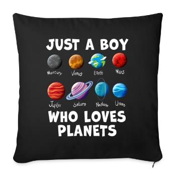 Just A Boy Who Loves Planets Solar System - Sofa pillowcase 17,3'' x 17,3'' (45 x 45 cm) - black - Front