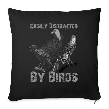 Easily Distracted By Birds Bird Lover - Sofa pillowcase 17,3'' x 17,3'' (45 x 45 cm) - black - Front