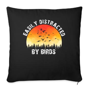 Easily Distracted By Birds Bird Lover - Sofa pillowcase 17,3'' x 17,3'' (45 x 45 cm) - black - Front