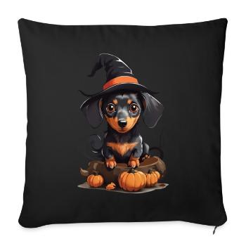 Cute Dachshund Halloween Dog Lover Design - Sofa pillowcase 17,3'' x 17,3'' (45 x 45 cm) - black - Front