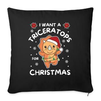 Je veux un tricératops pour Noël dinos mignons - Housse de coussin décorative 45 x 45 cm - noir - Devant