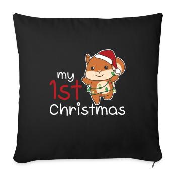 Squirrel Christmas Squirrel my 1st - Sofa pillowcase 17,3'' x 17,3'' (45 x 45 cm) - black - Front
