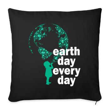 Earth Day Everyday Environmental Awareness - Sofa pillowcase 17,3'' x 17,3'' (45 x 45 cm) - black - Front