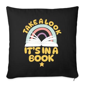 Jetez un coup d’œil C’est dans un rat de bibliothèque de lecture de livre - Housse de coussin décorative 45 x 45 cm - noir - Devant