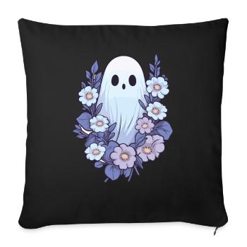 Halloween Groovy Ghost Hippie Fleurs Vintage - Housse de coussin décorative 45 x 45 cm - noir - Devant