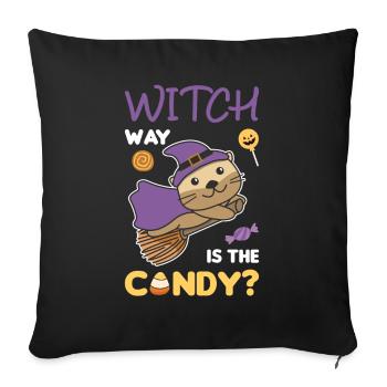 Otter Hexen Witch way is the candy Happy Halloween - Sofa pillowcase 17,3'' x 17,3'' (45 x 45 cm) - black - Front