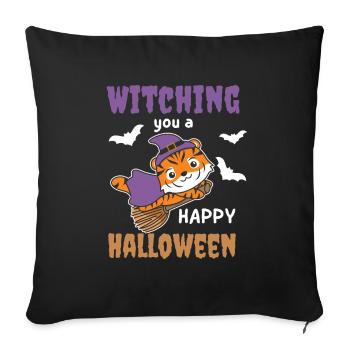 Tiger Hexe Witching you a Happy Halloween - Sofakissenbezug 45 x 45 cm - Schwarz - Vorne