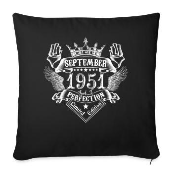 September 1951 | September 1951 anniversary 1951 - Sofa pillowcase 17,3'' x 17,3'' (45 x 45 cm) - black - Front