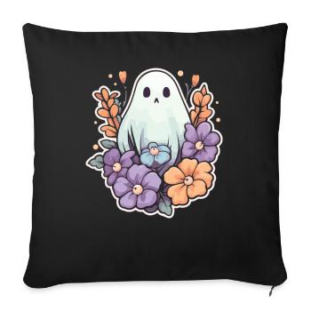Halloween Groovy Ghost Hippie Flowers Vintage - Sofa pillowcase 17,3'' x 17,3'' (45 x 45 cm) - black - Front