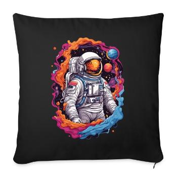 Weltraum Astronauten Design Sterne und Planeten - Sofakissenbezug 45 x 45 cm - Schwarz - Vorne