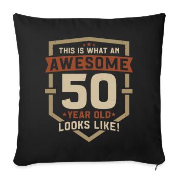 50 Cadeau d’anniversaire 50 ans Citation d’anniversaire - Housse de coussin décorative 45 x 45 cm - noir - Devant