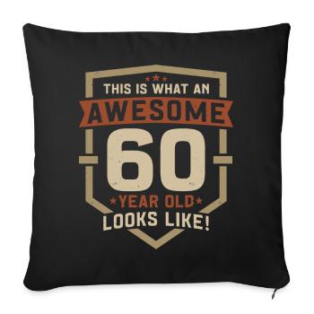 60 anniversaire 60 ans anniversaire devis cadeau - Housse de coussin décorative 45 x 45 cm - noir - Devant