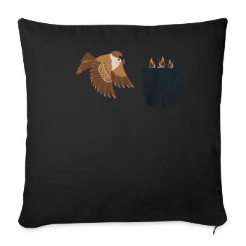 Lustiger Vogelbeobachter Vogelbeobachtung - Sofakissenbezug 45 x 45 cm - Schwarz - Vorne