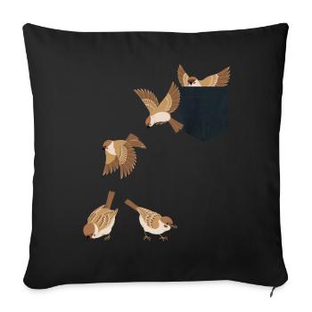 Lustiger Vogelbeobachter Vogelbeobachtung - Sofakissenbezug 45 x 45 cm - Schwarz - Vorne