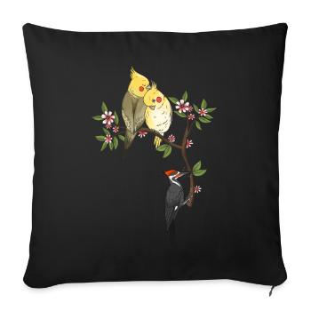 Lustiger Vogelbeobachter Vogelbeobachtung - Sofakissenbezug 45 x 45 cm - Schwarz - Vorne
