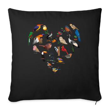 Lustiger Vogelbeobachter Vogelbeobachtung - Sofakissenbezug 45 x 45 cm - Schwarz - Vorne