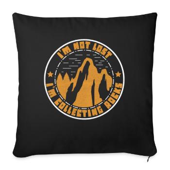 Je ne suis pas perdu Je collectionne des roches Drôle de géologie - Housse de coussin décorative 45 x 45 cm - noir - Devant