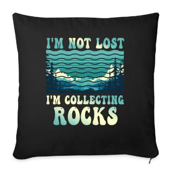 Je ne suis pas perdu Je collectionne des roches Drôle de géologie - Housse de coussin décorative 45 x 45 cm - noir - Devant