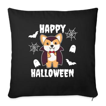 Corgi Happy Halloween Cute Vampire Costume - Sofa pillowcase 17,3'' x 17,3'' (45 x 45 cm) - black - Front