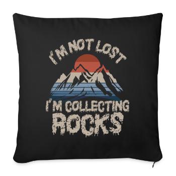 Je ne suis pas perdu Je collectionne des roches Drôle de géologie - Housse de coussin décorative 45 x 45 cm - noir - Devant