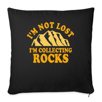 Je ne suis pas perdu Je collectionne des roches Drôle de géologie - Housse de coussin décorative 45 x 45 cm - noir - Devant