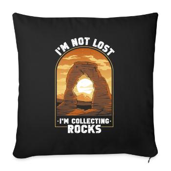 Je ne suis pas perdu Je collectionne des roches Drôle de géologie - Housse de coussin décorative 45 x 45 cm - noir - Devant