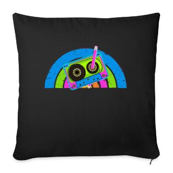 80's Cassette Tape 1990s Pencil Winding Cassette - Sofa pillowcase 17,3'' x 17,3'' (45 x 45 cm) - black - Front