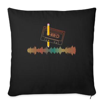80's Cassette Tape 1990s Pencil Winding Cassette - Sofa pillowcase 17,3'' x 17,3'' (45 x 45 cm) - black - Front