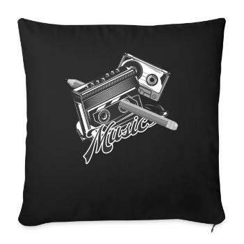 80's Cassette Tape 1990s Pencil Winding Cassette - Sofa pillowcase 17,3'' x 17,3'' (45 x 45 cm) - black - Front