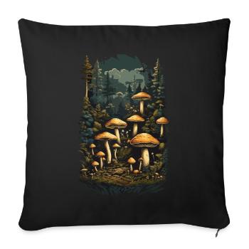 Vintage Magic Mushrooms Goa Trance Music Night - Sofa pillowcase 17,3'' x 17,3'' (45 x 45 cm) - black - Front