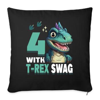4th Year Roar Celebrate 4 With T-Rex Swag Dinosaur - Sofa pillowcase 17,3'' x 17,3'' (45 x 45 cm) - black - Front