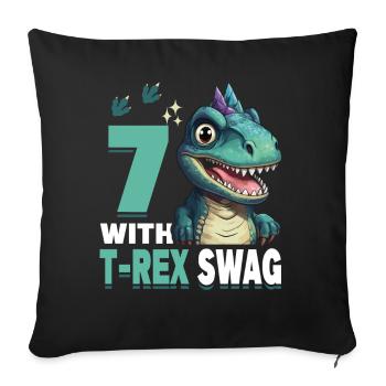 7th Year Roar Celebrate 7 With T-Rex Swag Dinosaur - Sofakissenbezug 45 x 45 cm - Schwarz - Vorne