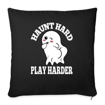 aunted Hard Play Harder Tee Spirited Fun Festive - Sofakissenbezug 45 x 45 cm - Schwarz - Vorne