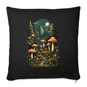 Magic mushroom night a retro mushroom picker design - Sofa pillowcase 17,3'' x 17,3'' (45 x 45 cm) - black - Front