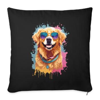 Golden Retriever Color Splash Lunettes de soleil Fraîcheur - Housse de coussin décorative 45 x 45 cm - noir - Devant