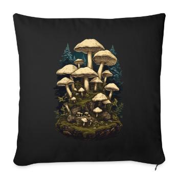 Mushroom Magic & Spirit Goa Party Vibes with Mushrooms - Sofa pillowcase 17,3'' x 17,3'' (45 x 45 cm) - black - Front