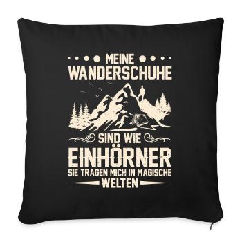 Bergsteiger Wandern Lustiger Wanderer - Sofakissenbezug 45 x 45 cm - Schwarz - Vorne