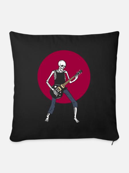 Skelettgitarrist Gitarrenspieler - Sofakissenbezug 45 x 45 cm - Schwarz