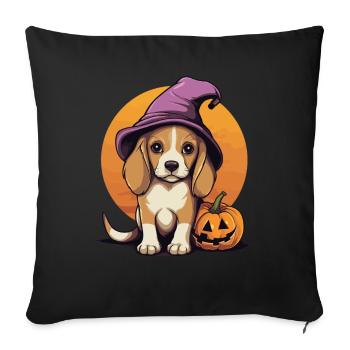 Halloween Witch Hat Pumpkin Dog Beagle - Sofa pillowcase 17,3'' x 17,3'' (45 x 45 cm) - black - Front