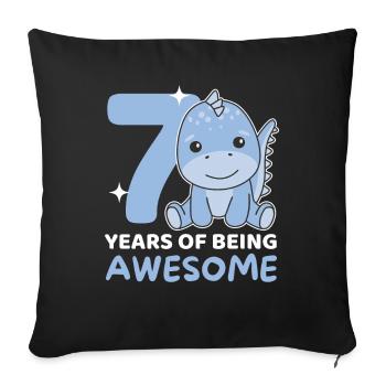 Dino for the 7th birthday children seven years old - Sofa pillowcase 17,3'' x 17,3'' (45 x 45 cm) - black - Front