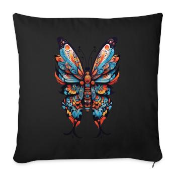 Mandala Magic Spiritual Butterfly - Sofa pillowcase 17,3'' x 17,3'' (45 x 45 cm) - black - Front