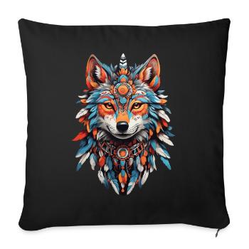 Fox Spirit Power animal of the Indians - Sofa pillowcase 17,3'' x 17,3'' (45 x 45 cm) - black - Front